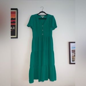 Green Maxi Dress with Pockets